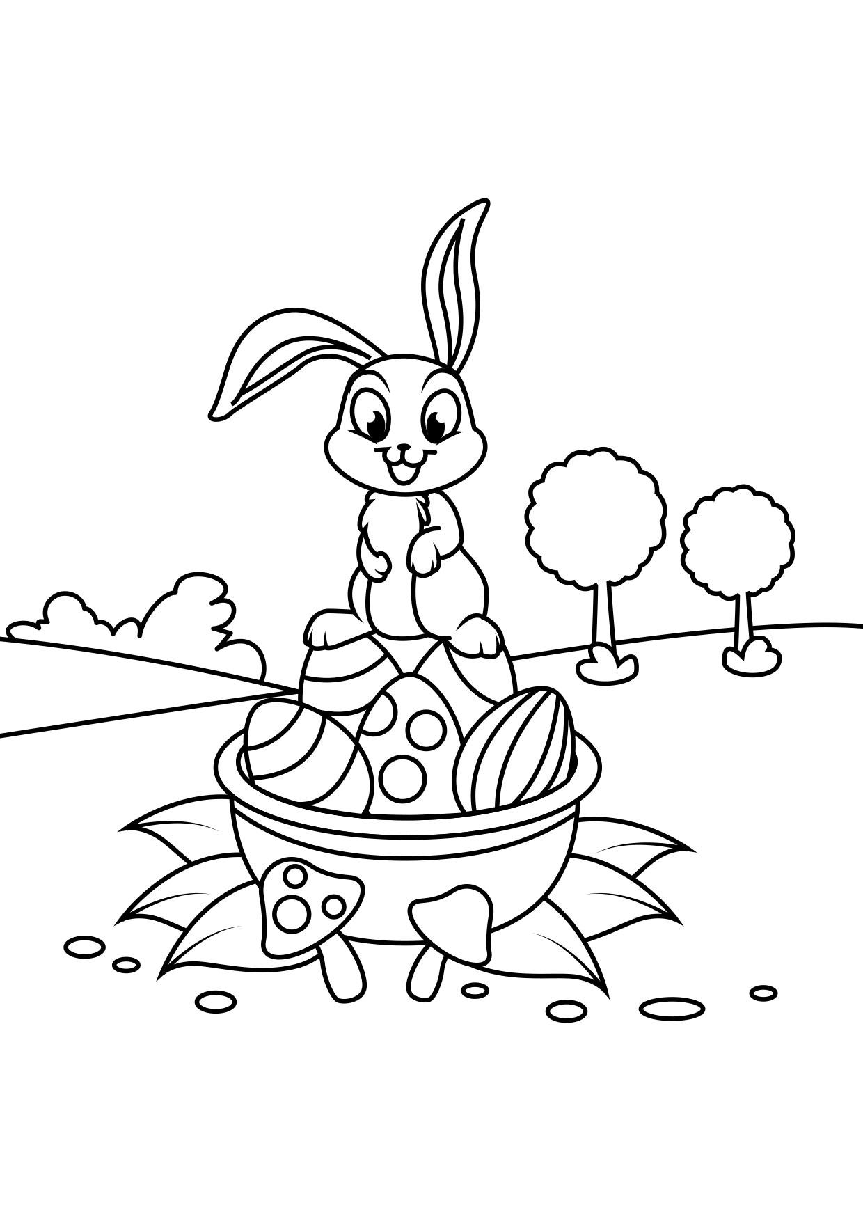 lapin de pA¢ques sur panier de pA¢ques Coloriage lapin de pA¢ques sur panier de pA¢ques