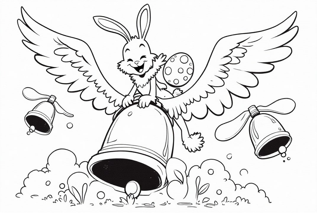 lapin de pA¢ques sur la cloche de pA¢ques Coloriage lapin de pA¢ques sur la cloche de pA¢ques