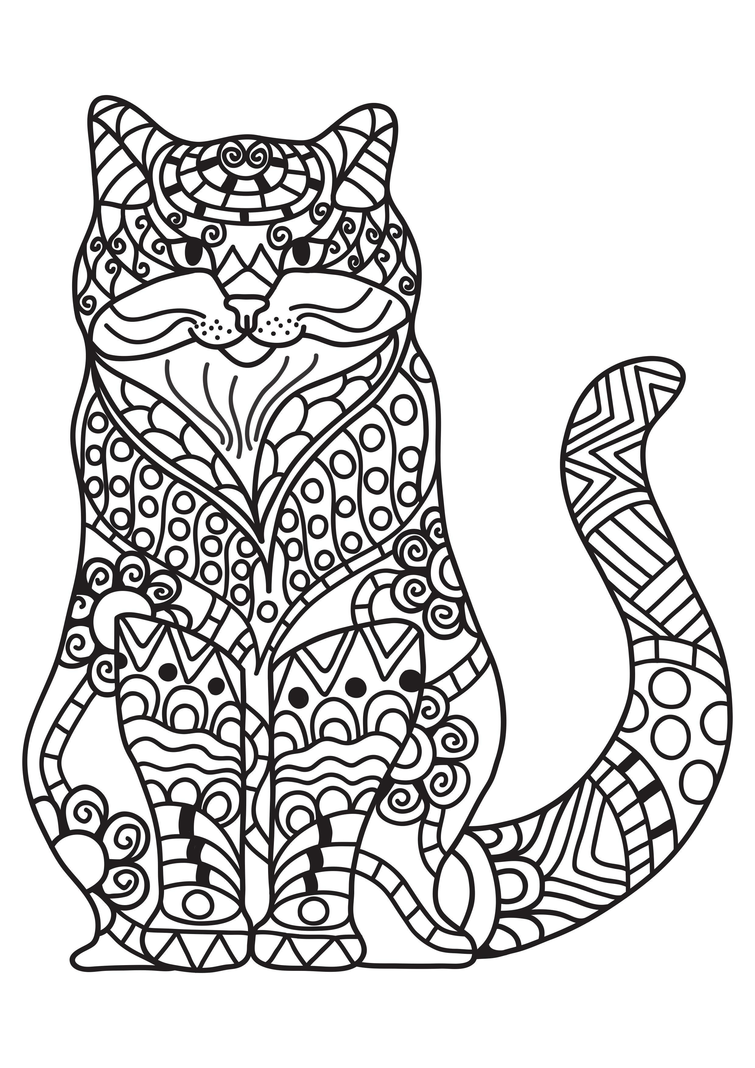 le chat sourit Coloriage le chat sourit