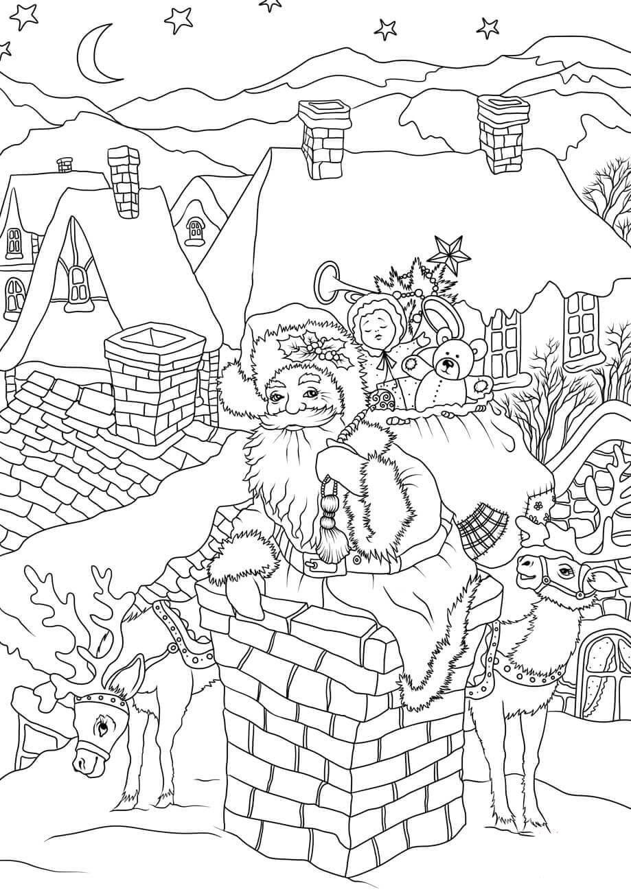 le pA¨re noA«l apporte des cadeaux Coloriage le pA¨re noA«l apporte des cadeaux