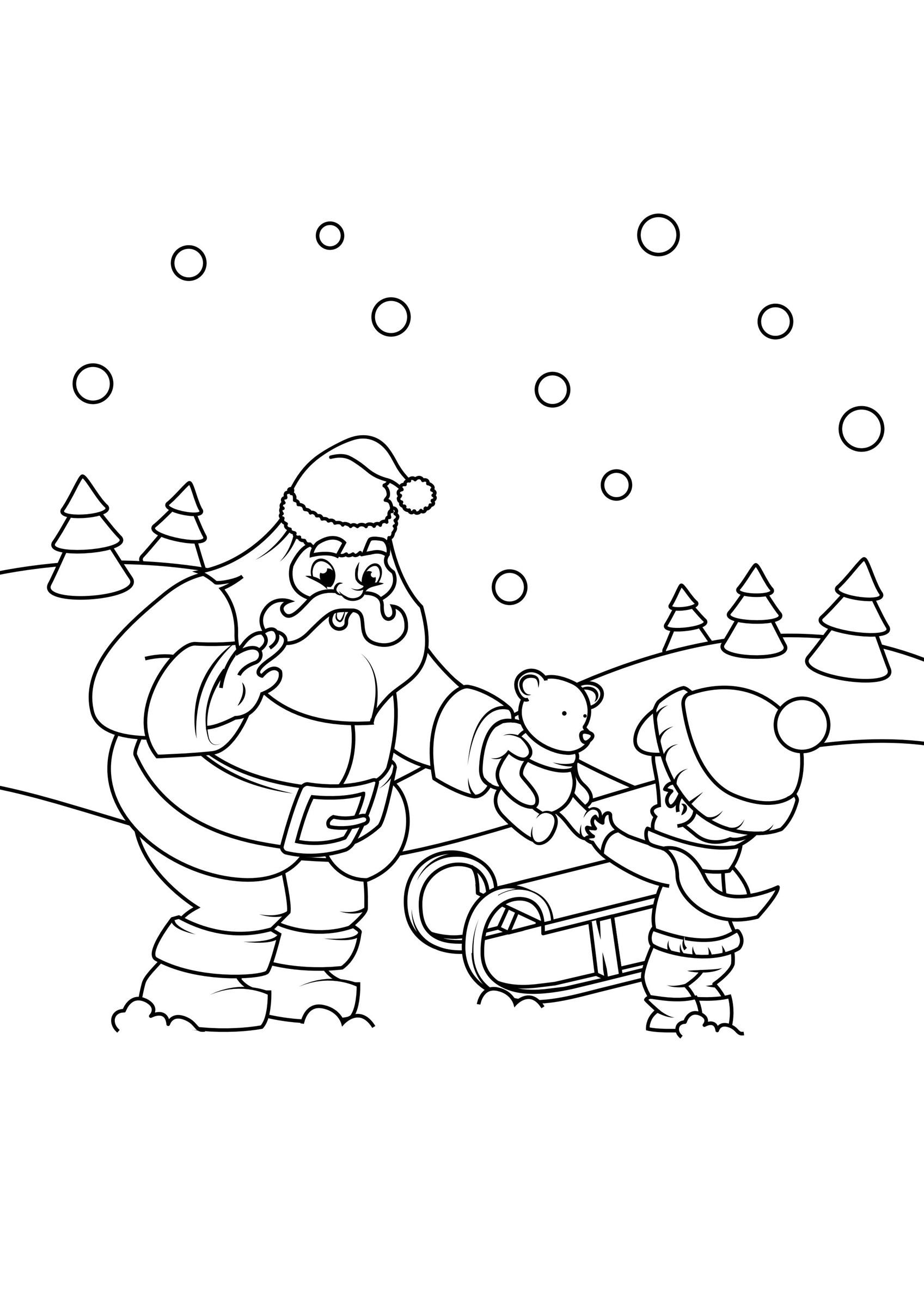 le pA¨re noA«l donne un colis Coloriage le pA¨re noA«l donne un colis