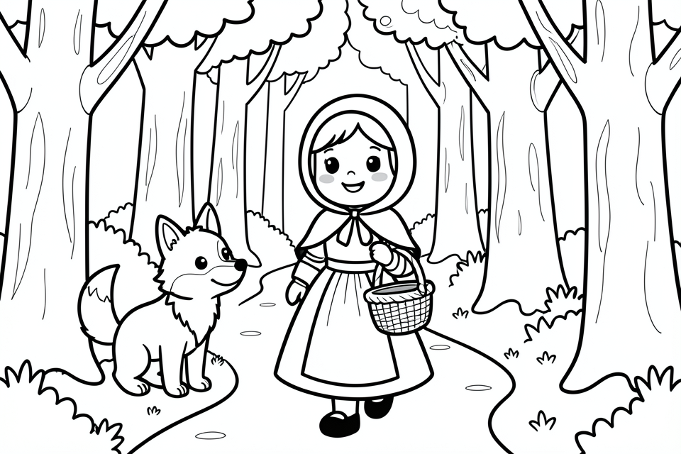 le petit chaperon rouge et le loup Coloriage le petit chaperon rouge et le loup