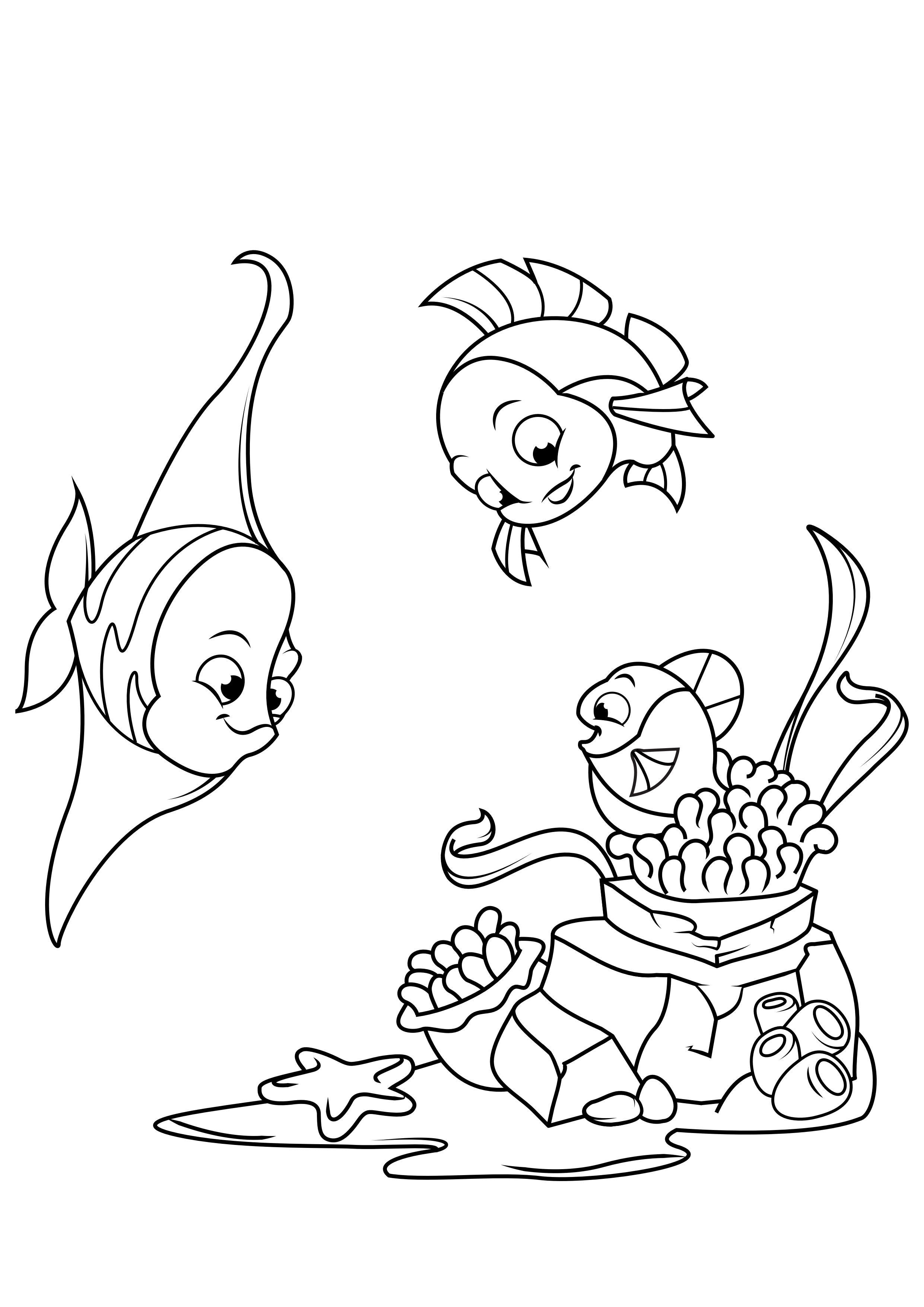 le poisson joue A cache-cache Coloriage le poisson joue A cache-cache