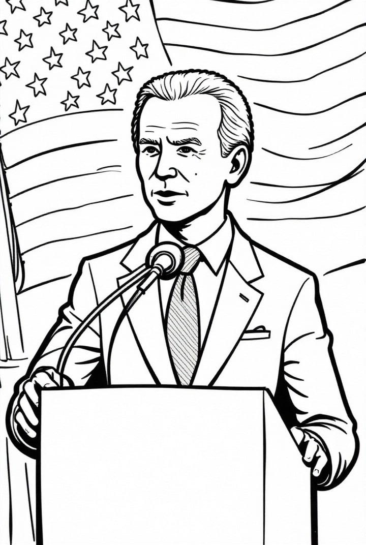 le prA©sident biden prononce un discours Coloriage le prA©sident biden prononce un discours