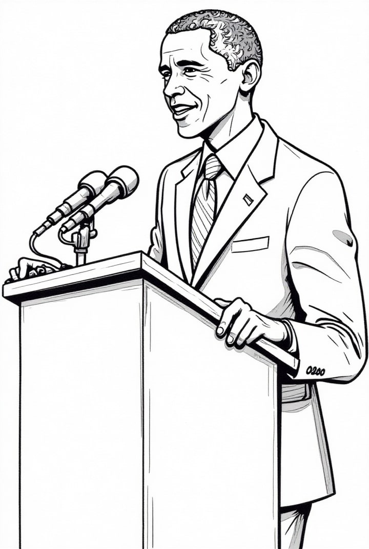 le prA©sident obama prononce un discours Coloriage le prA©sident obama prononce un discours