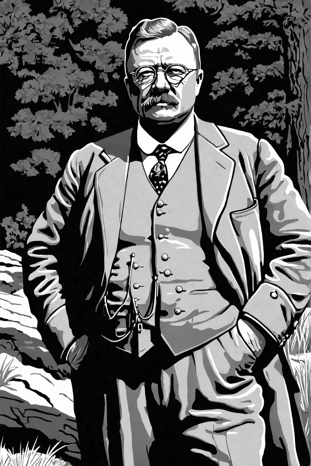 le prA©sident theodore roosevelt dans la nature Coloriage le prA©sident theodore roosevelt dans la nature