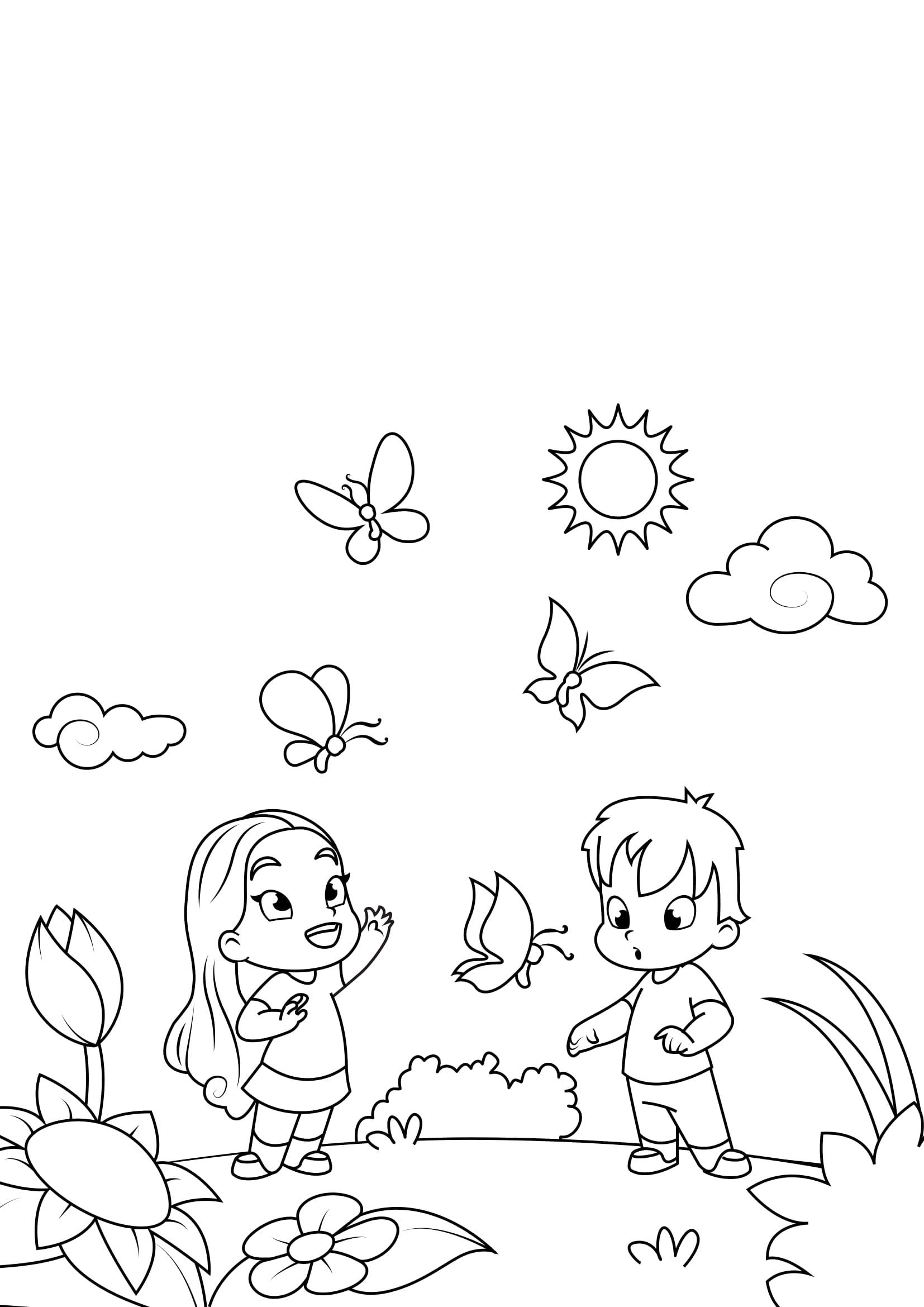 le printemps, l'A©tA© arrive Coloriage le printemps, l'A©tA© arrive