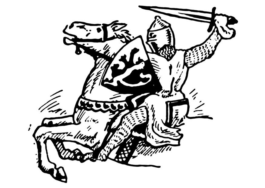le chevalier attaque Coloriage le chevalier attaque
