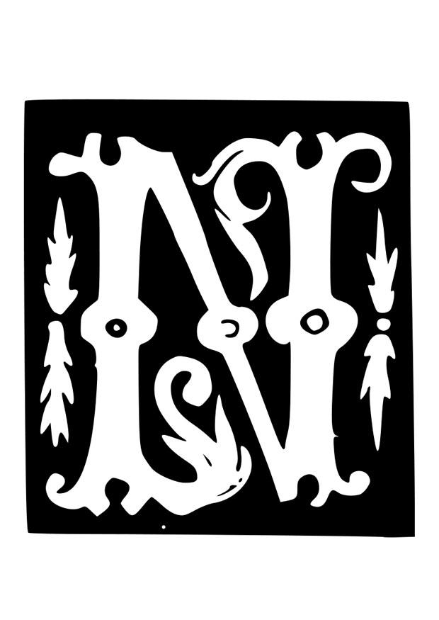 lettre dA©corative - n Coloriage lettre dA©corative - n