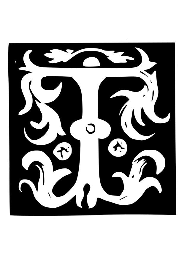 lettre dA©corative - t Coloriage lettre dA©corative - t