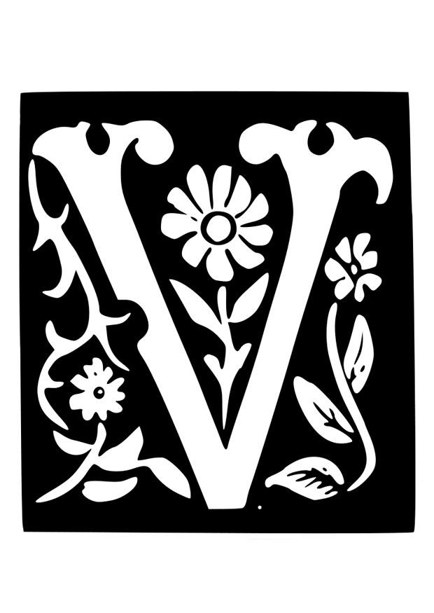 lettre dA©corative - v Coloriage lettre dA©corative - v