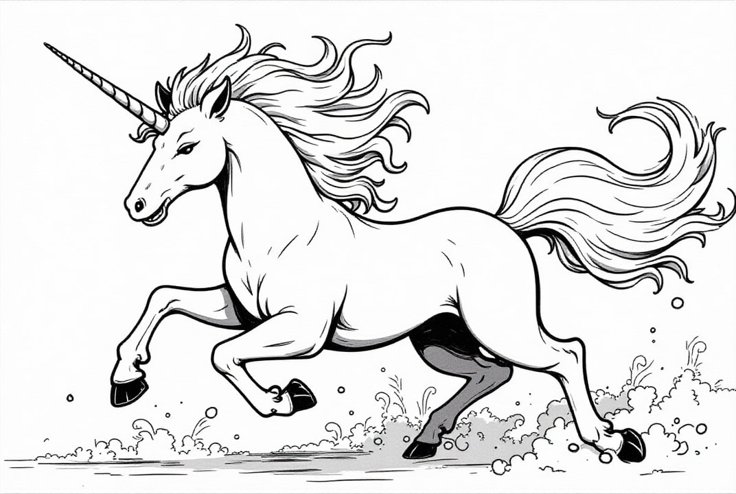 licorne au galop Coloriage licorne au galop