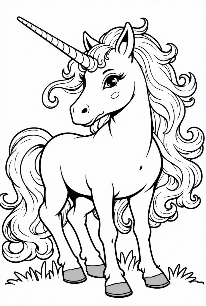 licorne dans le prA© Coloriage licorne dans le prA©