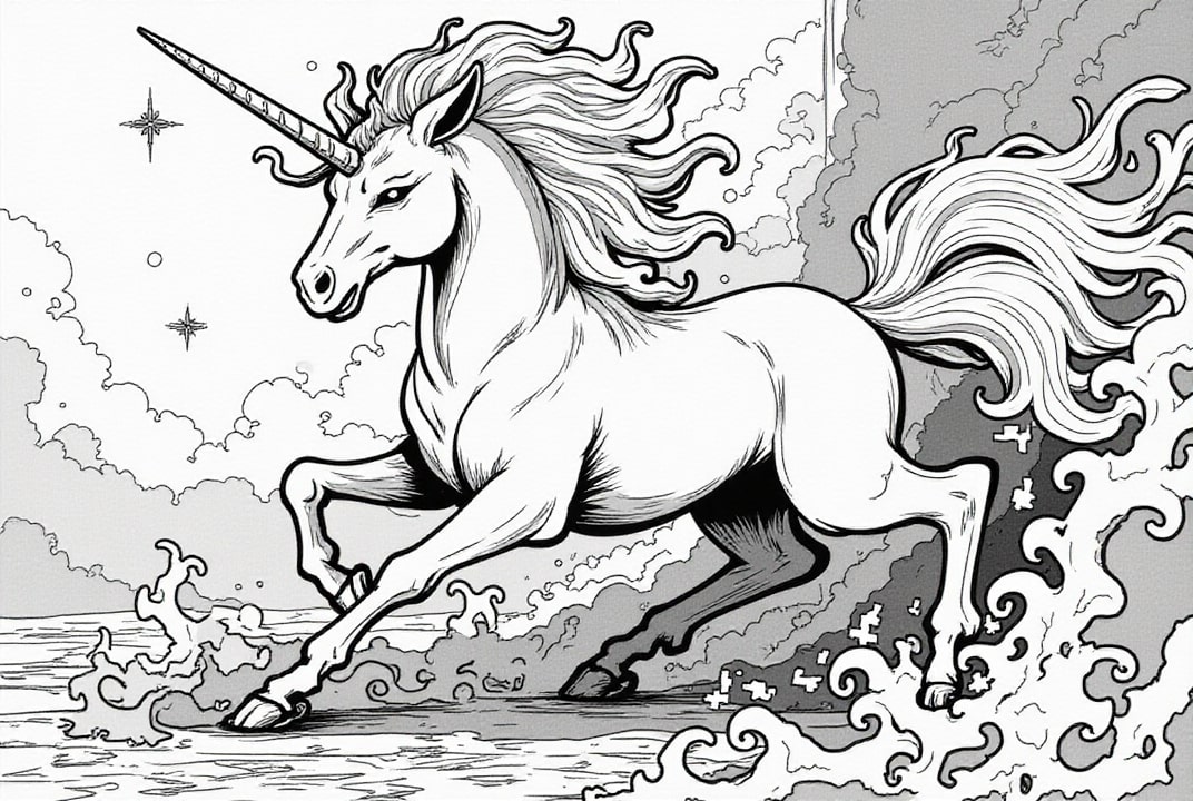licorne de combat Coloriage licorne de combat