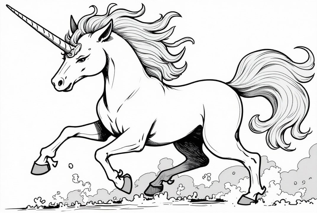 licorne en chemin Coloriage licorne en chemin