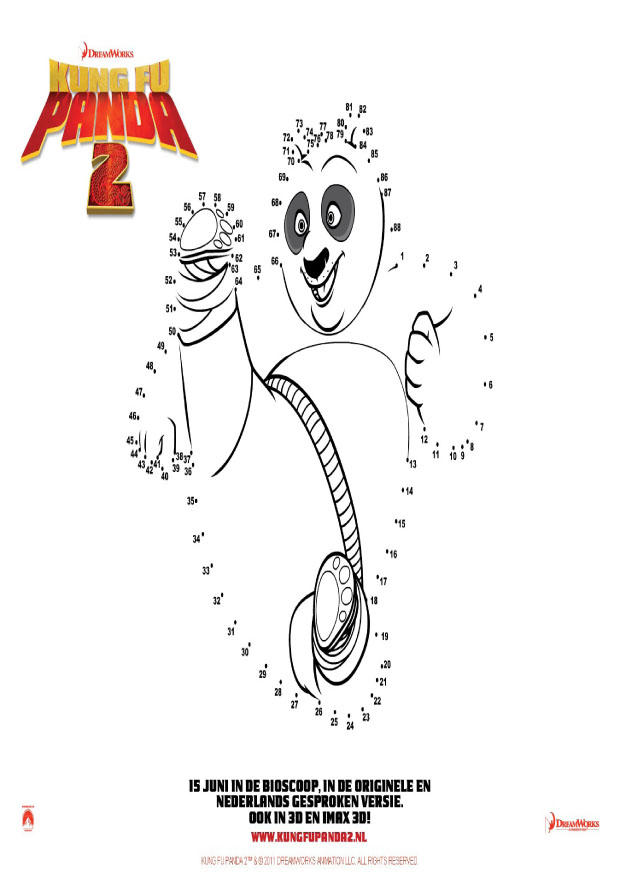 liez les points - kung fu panda 2 Coloriage liez les points - kung fu panda 2