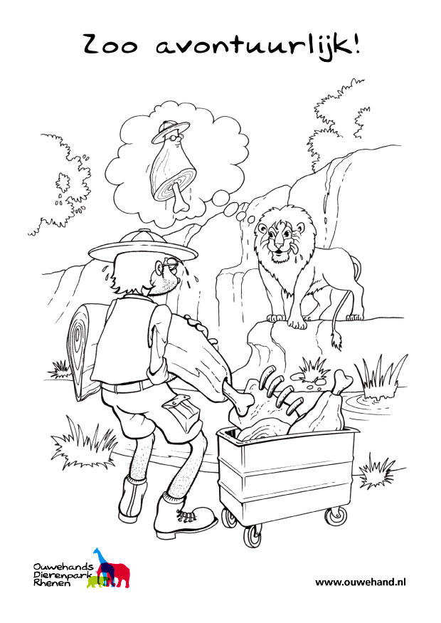 lion dans le zoo Coloriage lion dans le zoo