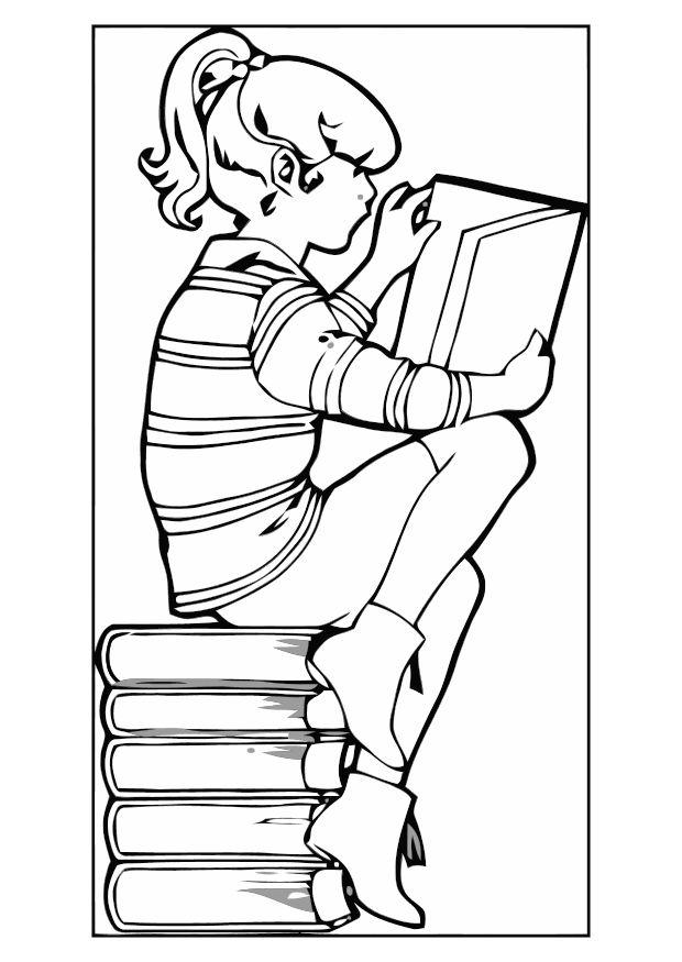 lire des bouquins Coloriage lire des bouquins