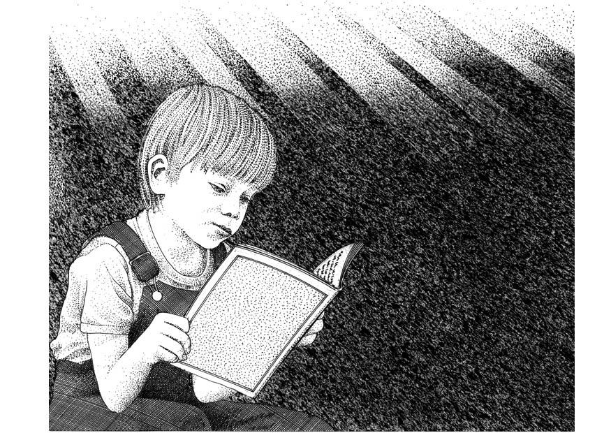lire un livre Coloriage lire un livre