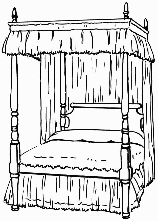 lit A baldaquin Coloriage lit A baldaquin