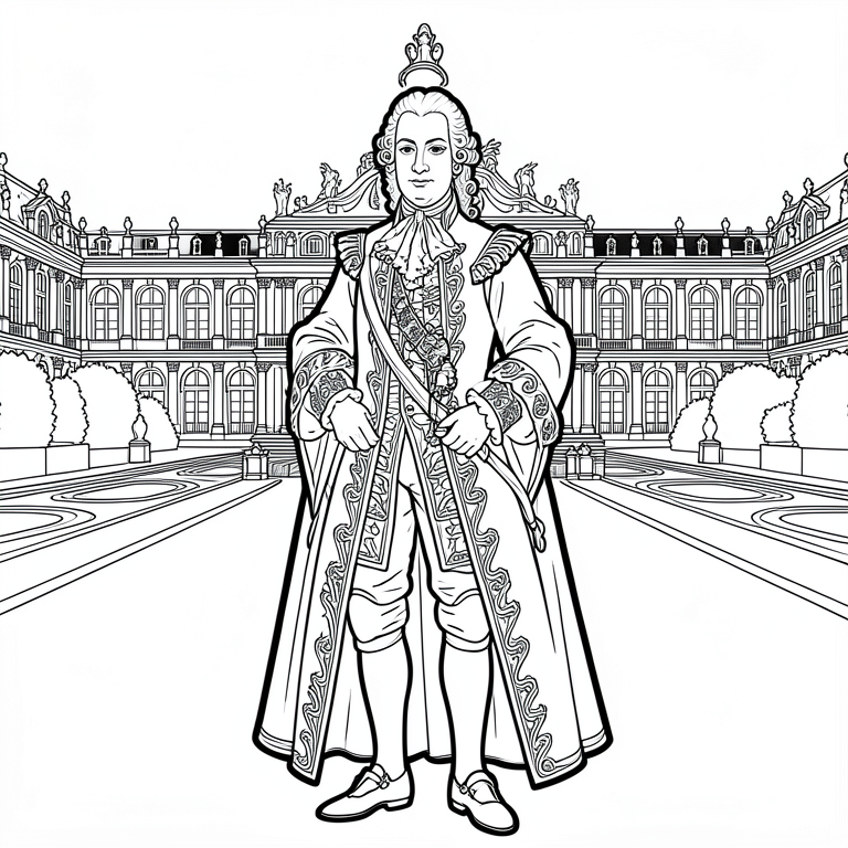 louis xiv devant son chA¢teau de versailles Coloriage louis xiv devant son chA¢teau de versailles