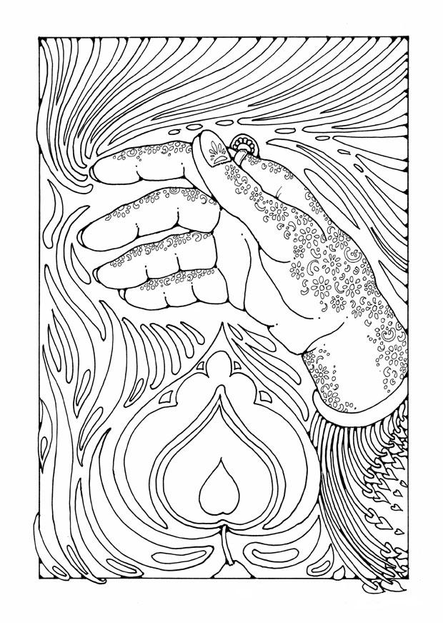 main au dessus dune flamme Coloriage main au dessus dune flamme