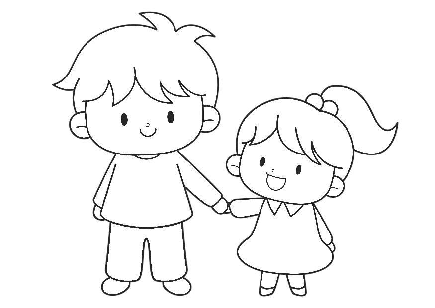 main dans la main Coloriage main dans la main
