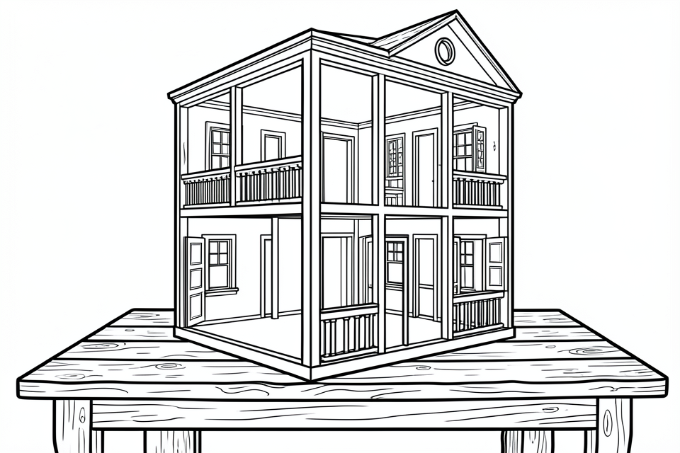 maison de poupA©e en bois Coloriage maison de poupA©e en bois
