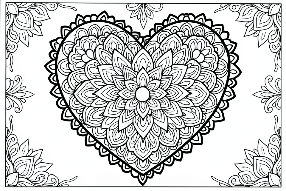 mandala du cAur Coloriage mandala du cAur