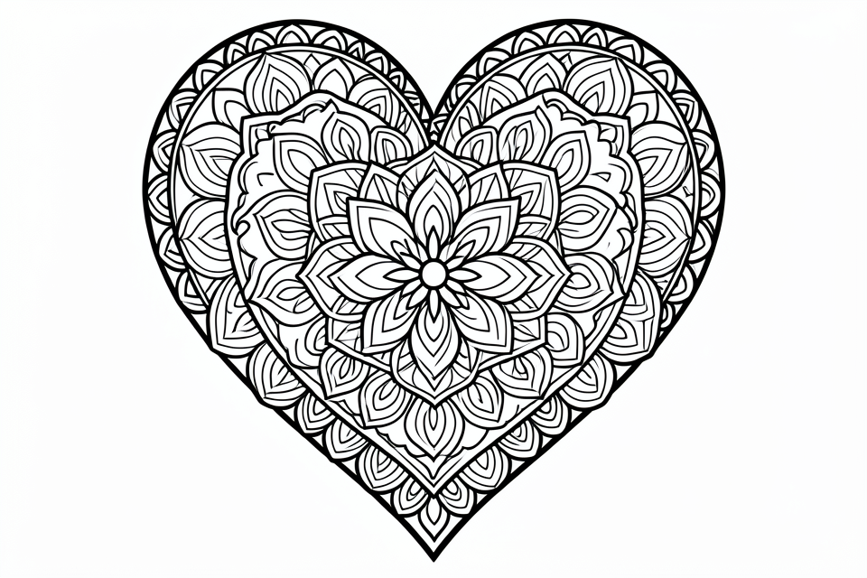 mandala du cAur Coloriage mandala du cAur
