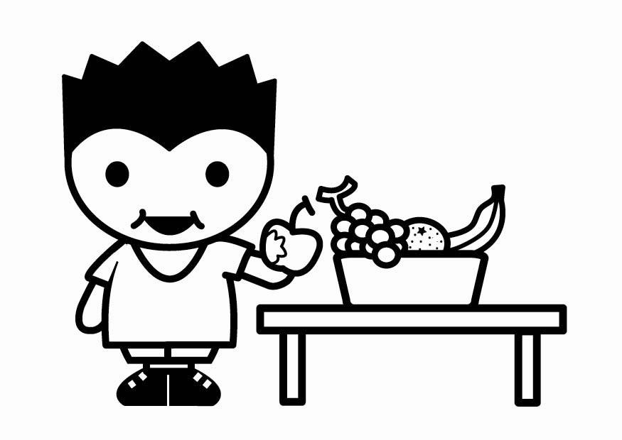 manger des fruits Coloriage manger des fruits