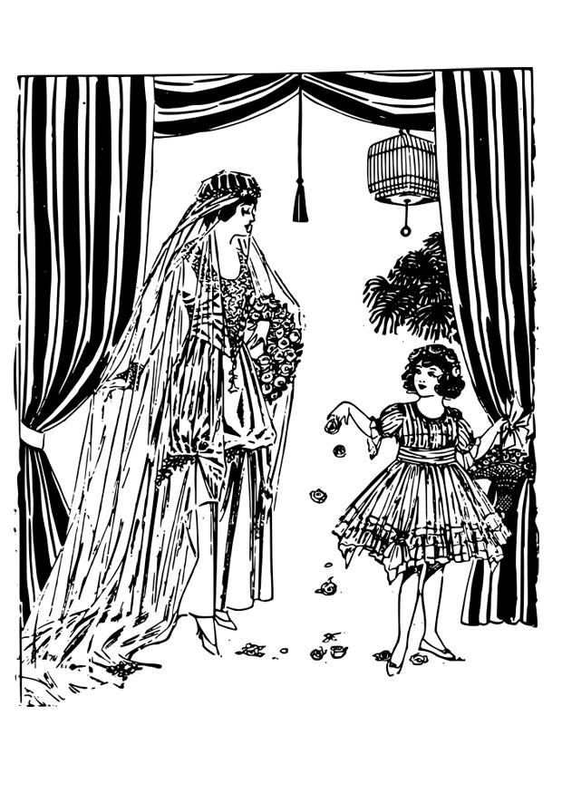 mariage avec demoiselle dhonneur Coloriage mariage avec demoiselle dhonneur