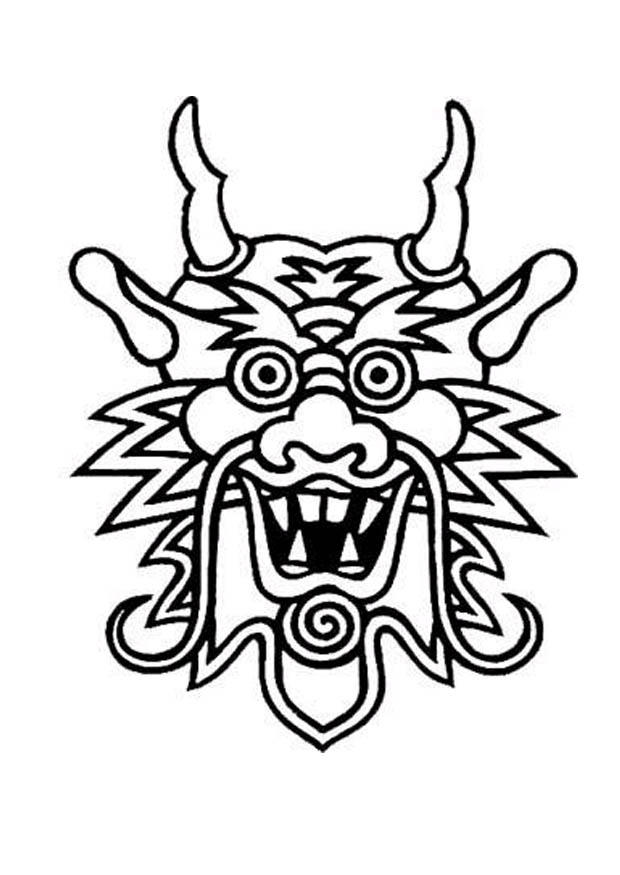 masque de dragon Coloriage masque de dragon