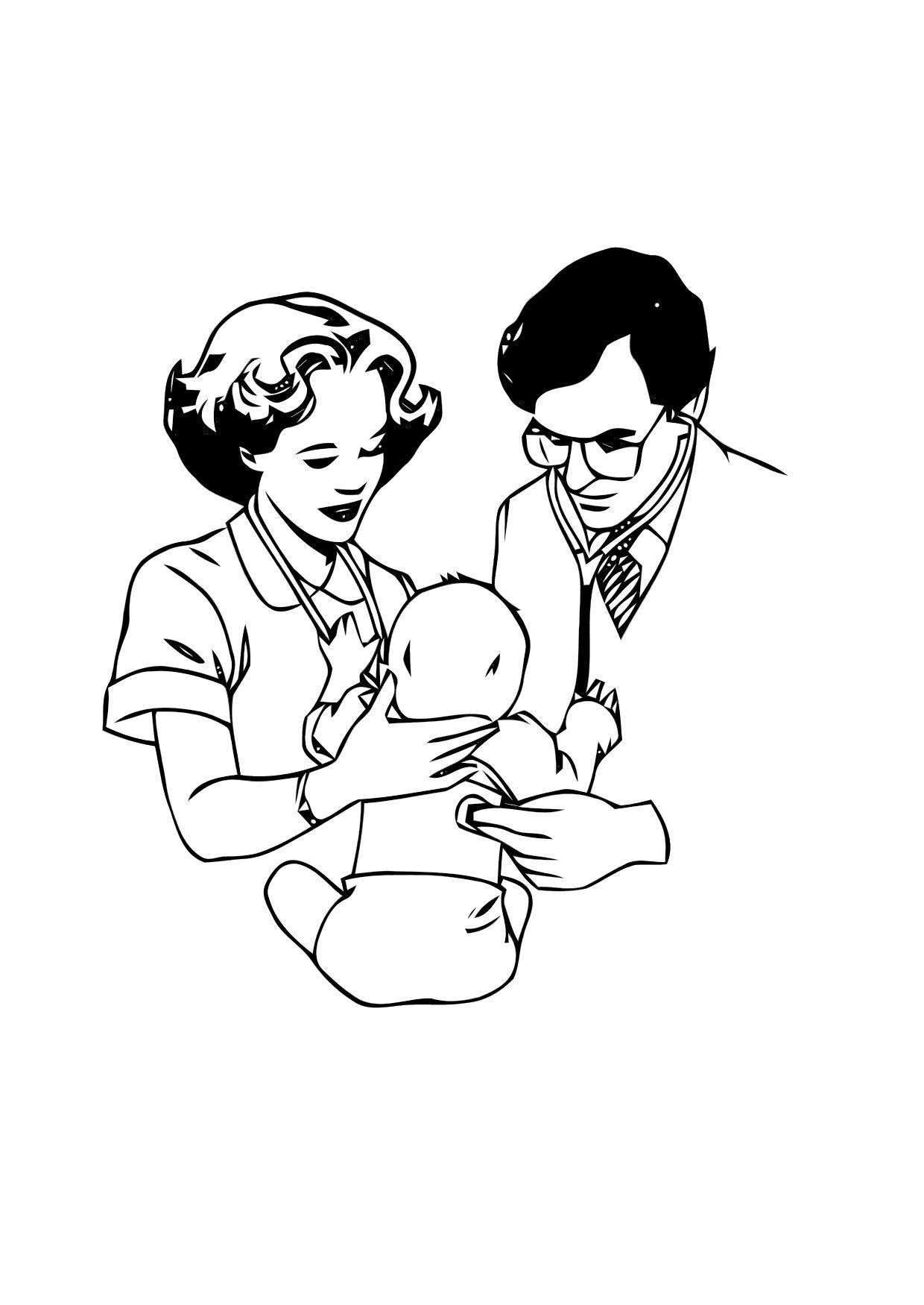 mA©decin avec bA©bA© Coloriage mA©decin avec bA©bA©