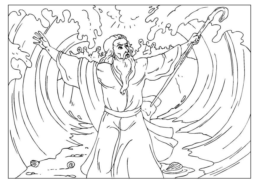 moA¯se ouvre la mer Coloriage moA¯se ouvre la mer