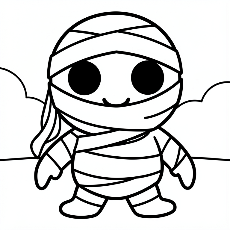 momie d'halloween mignonne Coloriage momie d'halloween mignonne