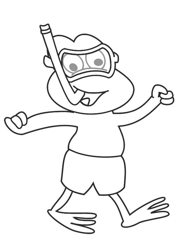nager avec tuba Coloriage nager avec tuba