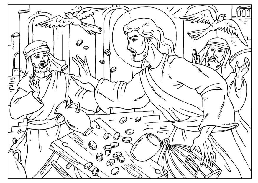 nettoyage du temple Coloriage nettoyage du temple