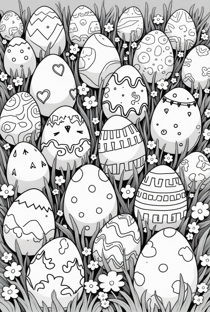 oeufs de pA¢ques dans l'herbe Coloriage oeufs de pA¢ques dans l'herbe