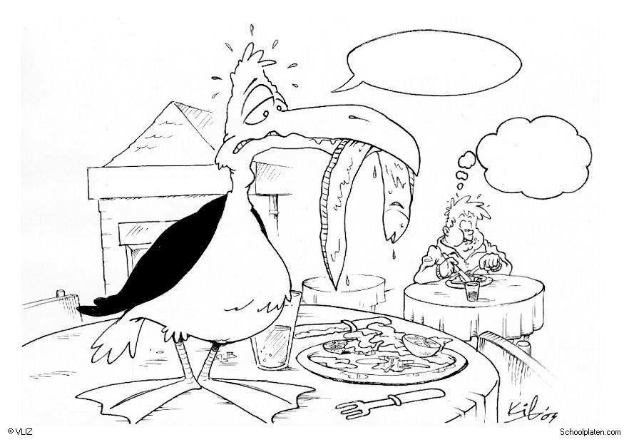 oiseau au restaurant Coloriage oiseau au restaurant