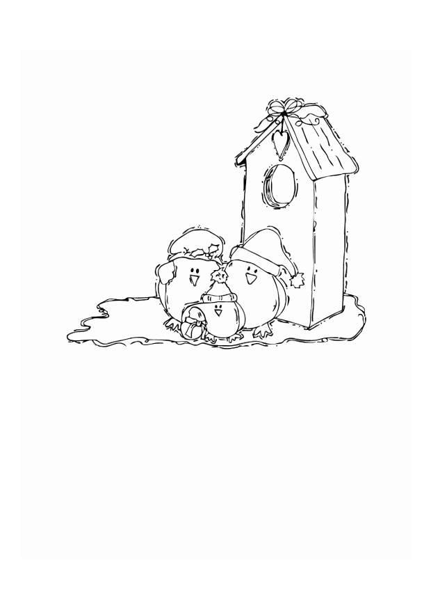 oiseaux avec nichoir Coloriage oiseaux avec nichoir