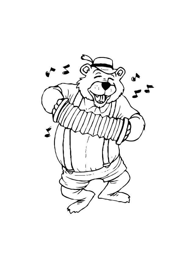 ours avec accordeon Coloriage ours avec accordeon