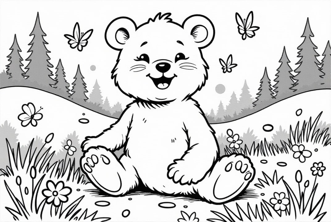 ours heureux Coloriage ours heureux