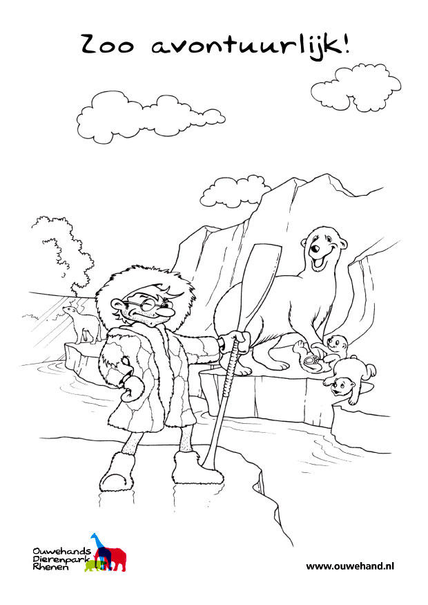 ours polaire dans le zoo Coloriage ours polaire dans le zoo