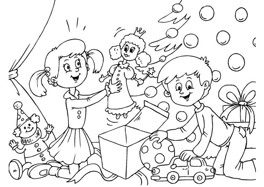 ouvrir des cadeaux Coloriage ouvrir des cadeaux