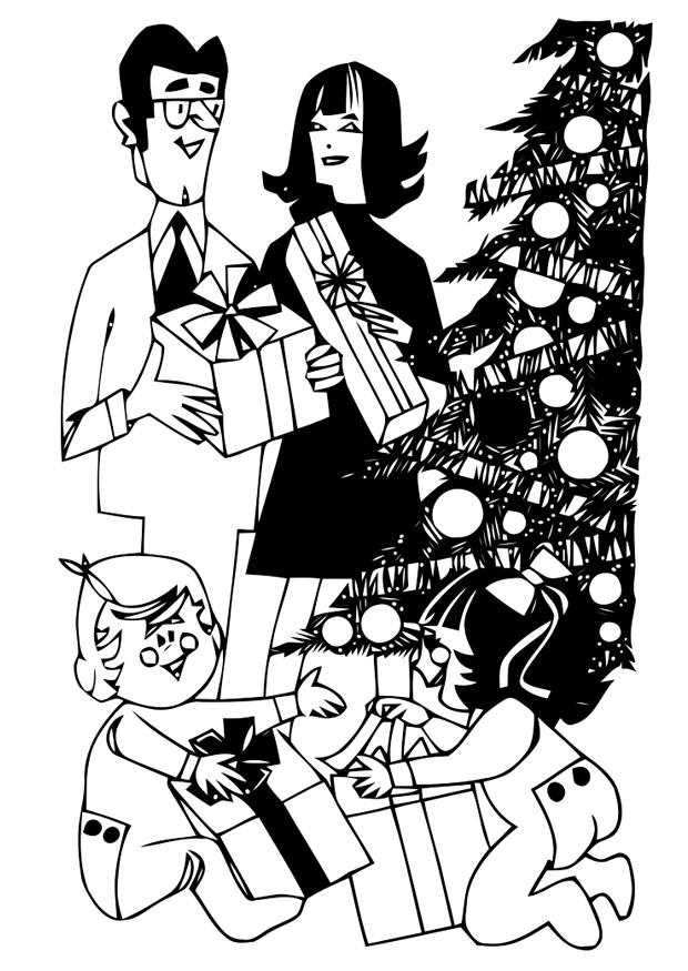 ouvrir les cadeaux Coloriage ouvrir les cadeaux