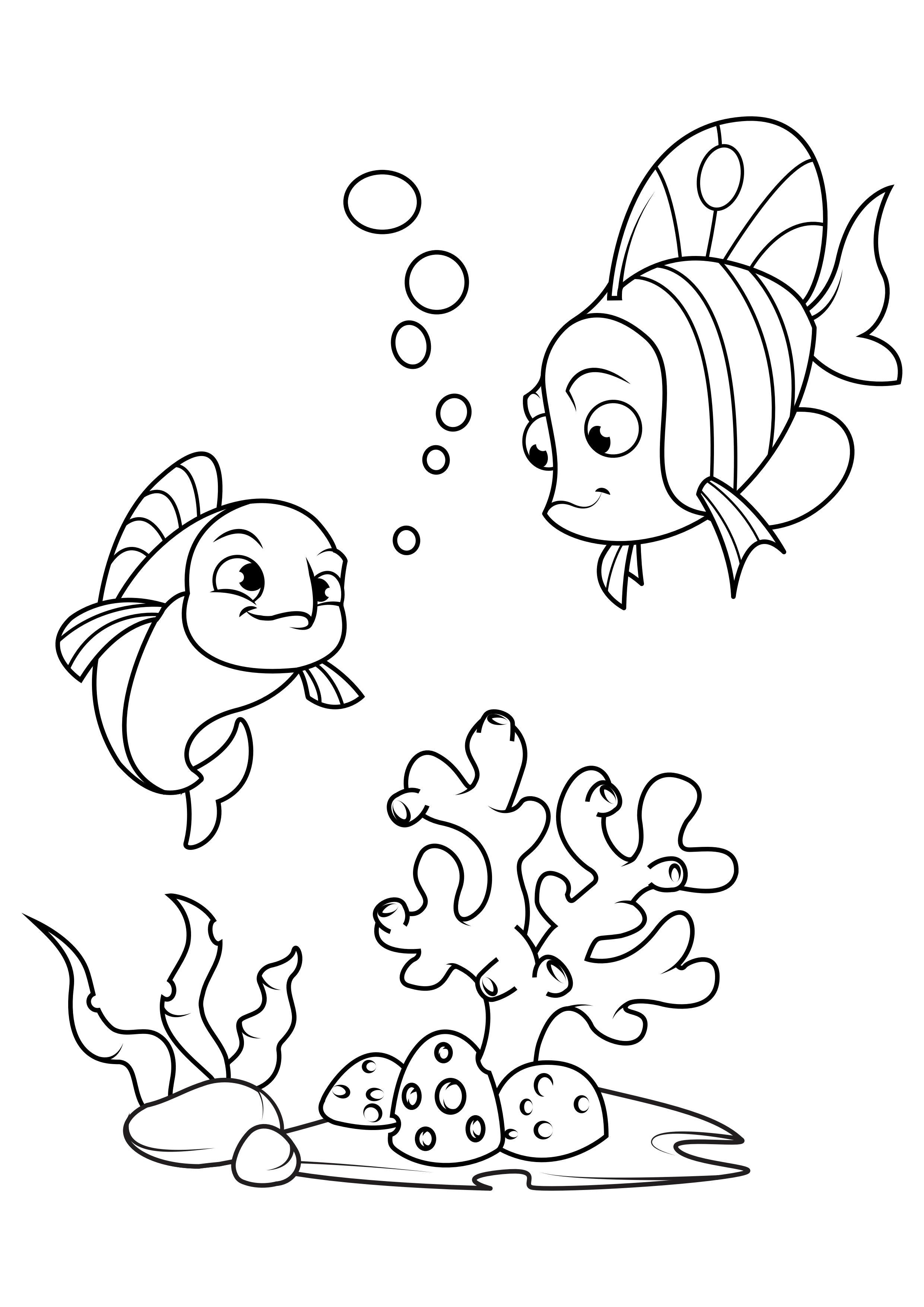 pAªcher avec un ami dans la mer Coloriage pAªcher avec un ami dans la mer
