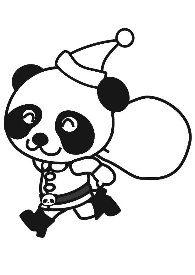 panda en costume de noA«l Coloriage panda en costume de noA«l