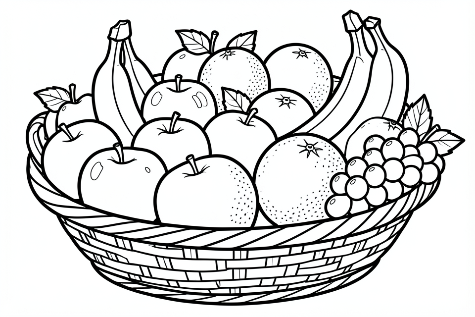 Coloriage panier de fruits