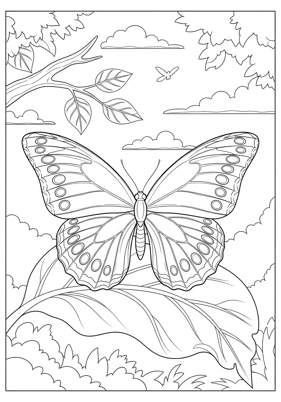 papillon sur une feuille Coloriage papillon sur une feuille